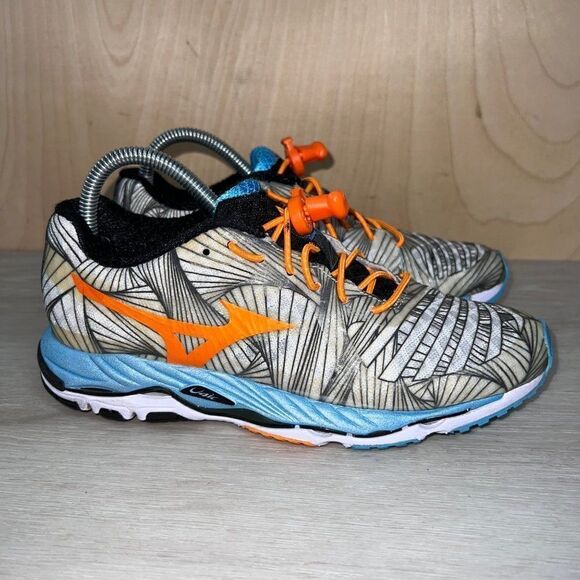 Mizuno Wave Paradox 4 White/Black/Orange/Blue Women's 6.5 - Picture 3 of 10